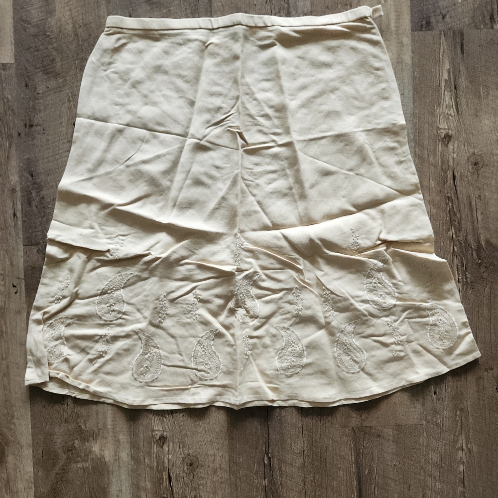 JH Collectibles Cream A-Line Skirt with Embroidery